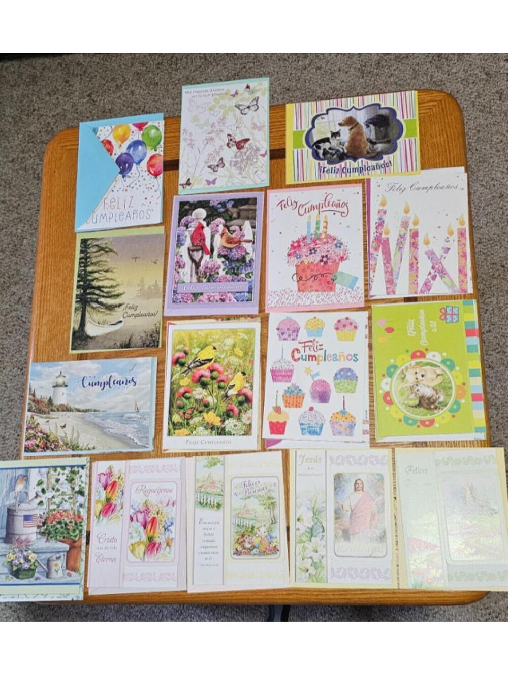 New Lot of 16  Cards   & Envelopes  in Spanish "Feliz cumpleanos " and more